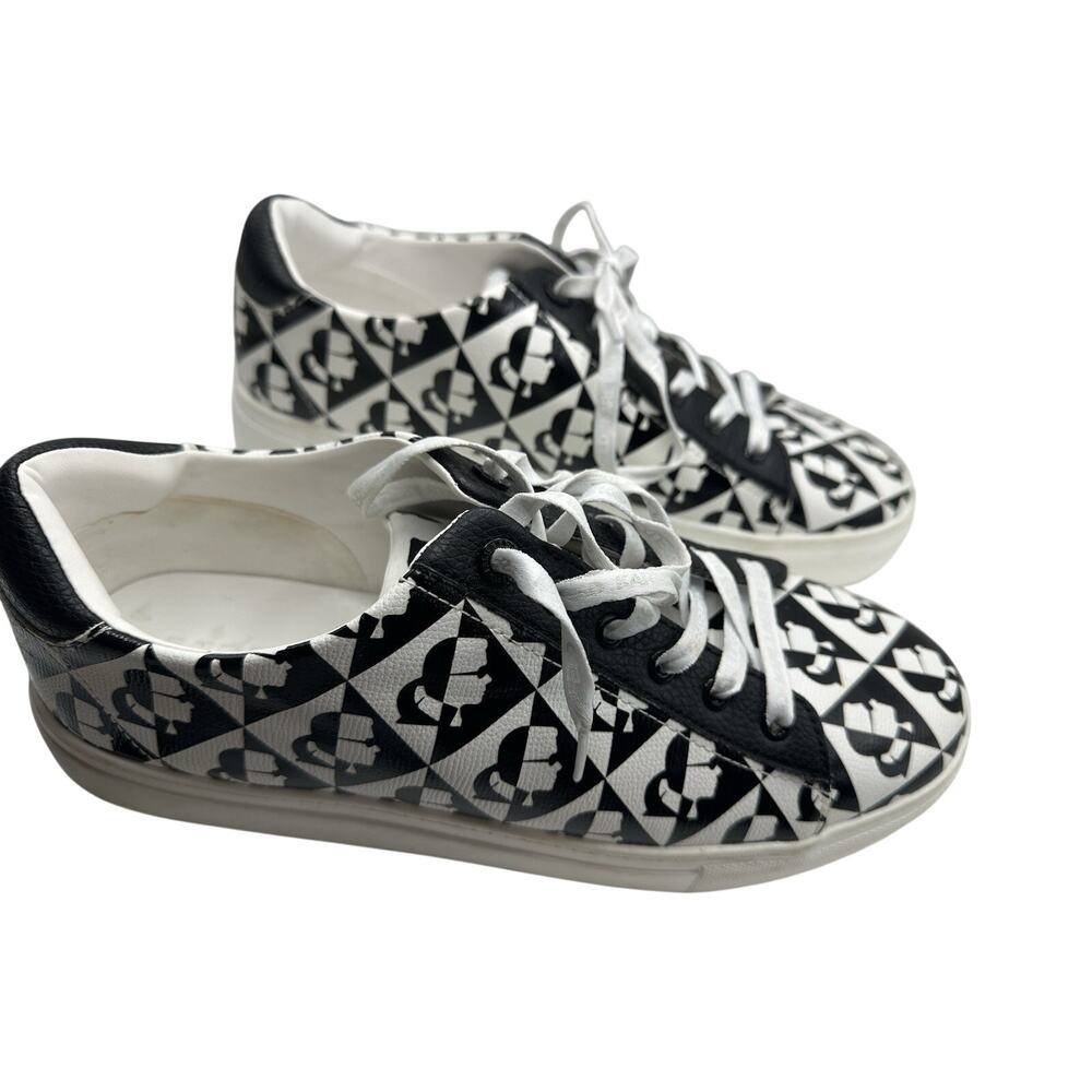 Karl Lagerfeld Paris Cate Diamond Sneakers Mens Size 11 Black White Graphic